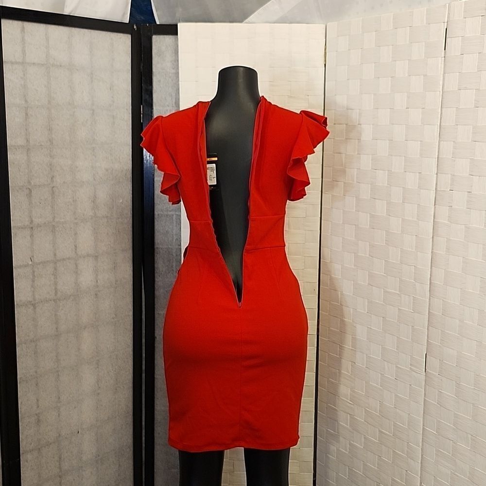 BRAND NEW KNITEE RUFFLE RUCHED SIDE MINI BODYCON DRESS - Picture 9 of 13